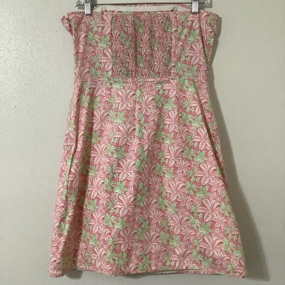 Vineyard Vines Y2K Tropical Beachy Pink Floral Boho Strapless Dress Size 10 - Picture 4 of 8